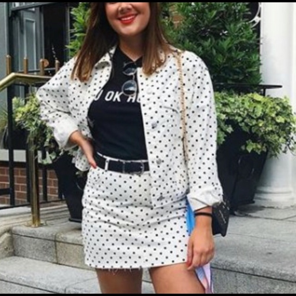 COPY - Topshop Jean Jacket Size 4 oversized polka dots